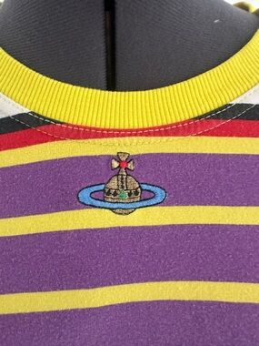 Vivienne Westwood Yellow & Purple Striped Crewneck with Orb Embroidery